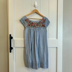 Philosophy Light Blue Dress with Floral Embroidery